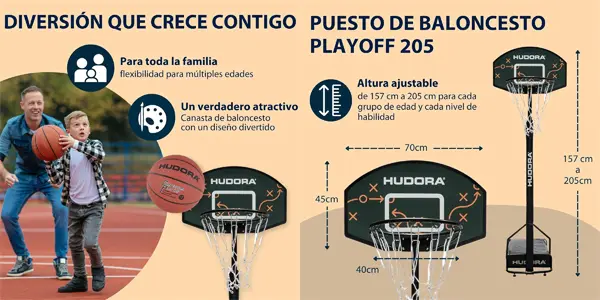 Canasta de baloncesto ajustable HUDORA Playoff 205
