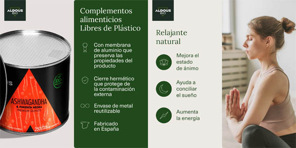 Ashwagandha Capsulas Orgánica 2160 mg