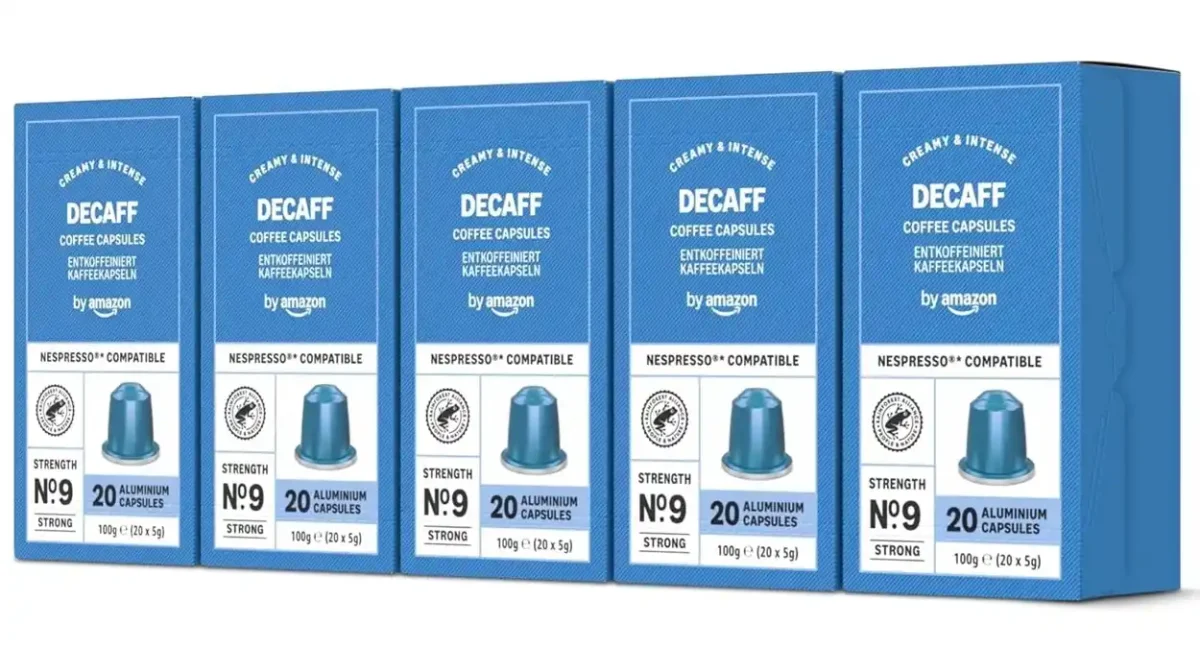 Pack de 100 cápsulas de café Espresso Descafeinado by Amazon para Nespresso