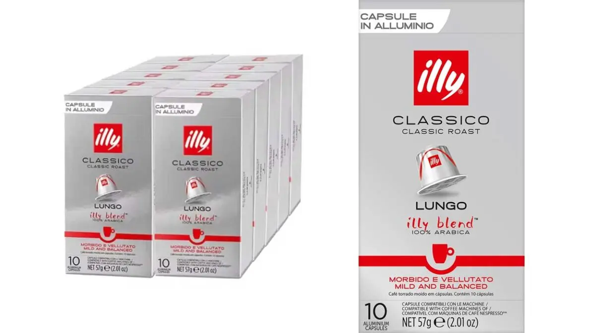 Pack de 100 cápsulas de café Illy Clásico Lungo para Nespresso