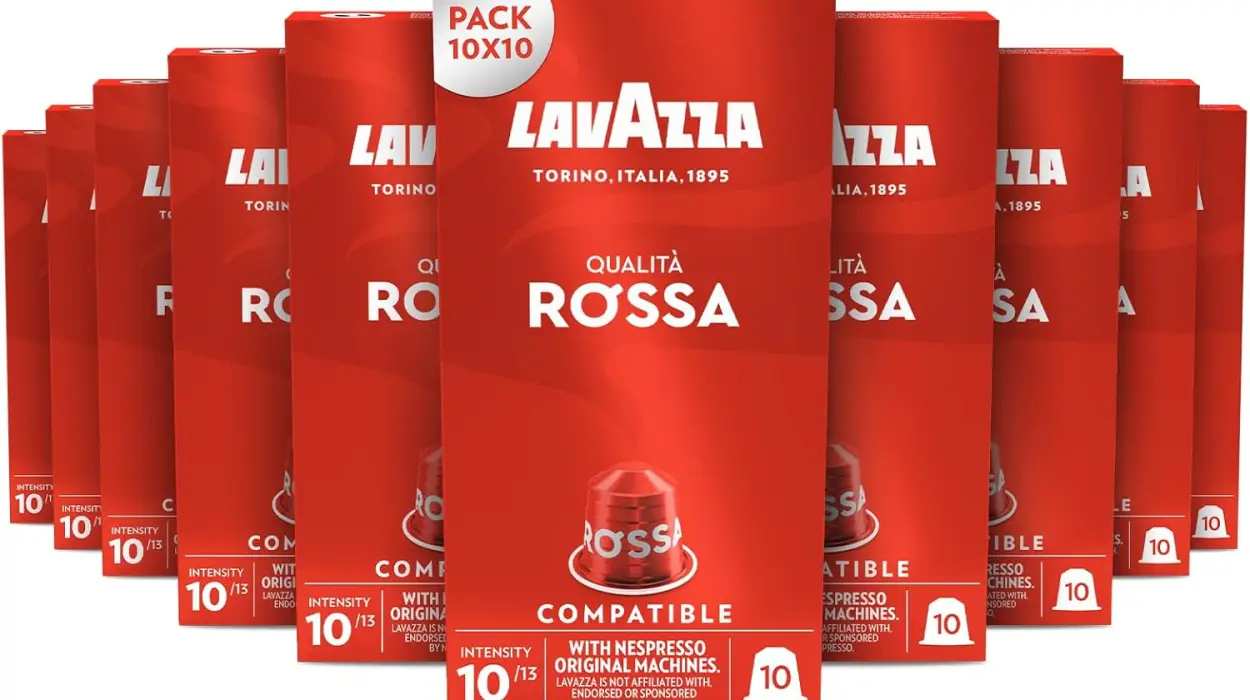 Cápsulas Lavazza Qualità Rossa compatibles Nespresso con 100 unidades y notas de chocolate