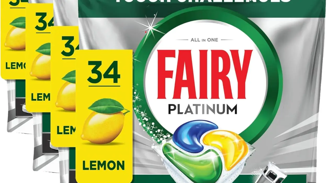 đź§˝ AdiĂłs a los restos difĂciles para mucho tiempo: Pack x136 cápsulas para lavavajillas Fairy Platinum LimĂłn