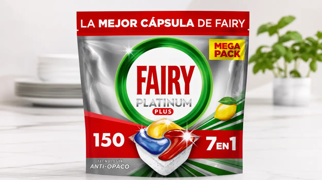 Pack x150 Cápsulas de lavavajillas Fairy Platinum Plus Limón: limpieza profunda y reluciente