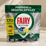 Cápsulas de lavavajillas Fairy Platinum con limón, extra poder para platos y lavavajillas brillantes