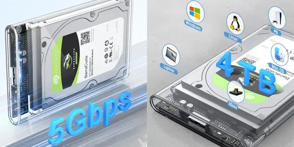 Carcasa externa para discos duros de 2.5"