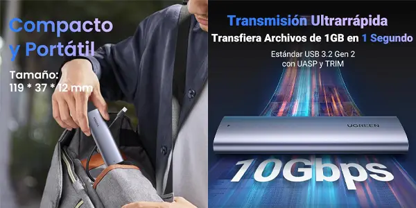 Carcasa UGREEN para discos SSD M.2 NVMe