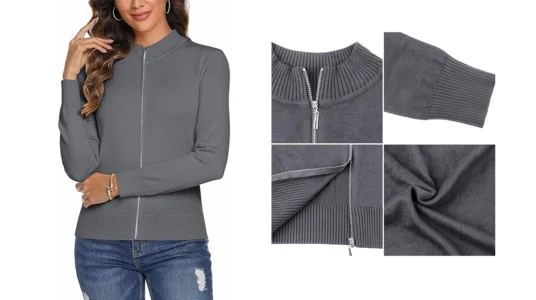 cárdigan de punto con cremallera Aottori para mujer