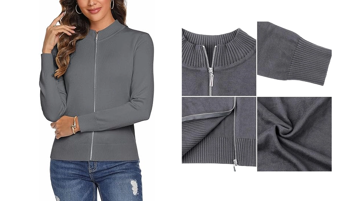 cárdigan de punto con cremallera Aottori para mujer