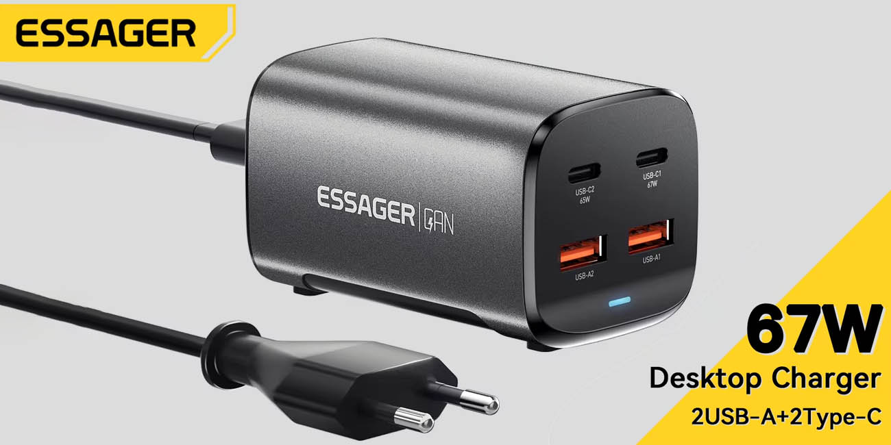 Cargador de sobremesa Essager GaN de 67W PD