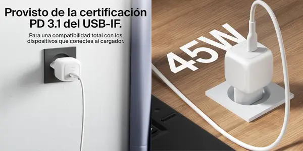 Cargador Belkin SmartProtect de 45W