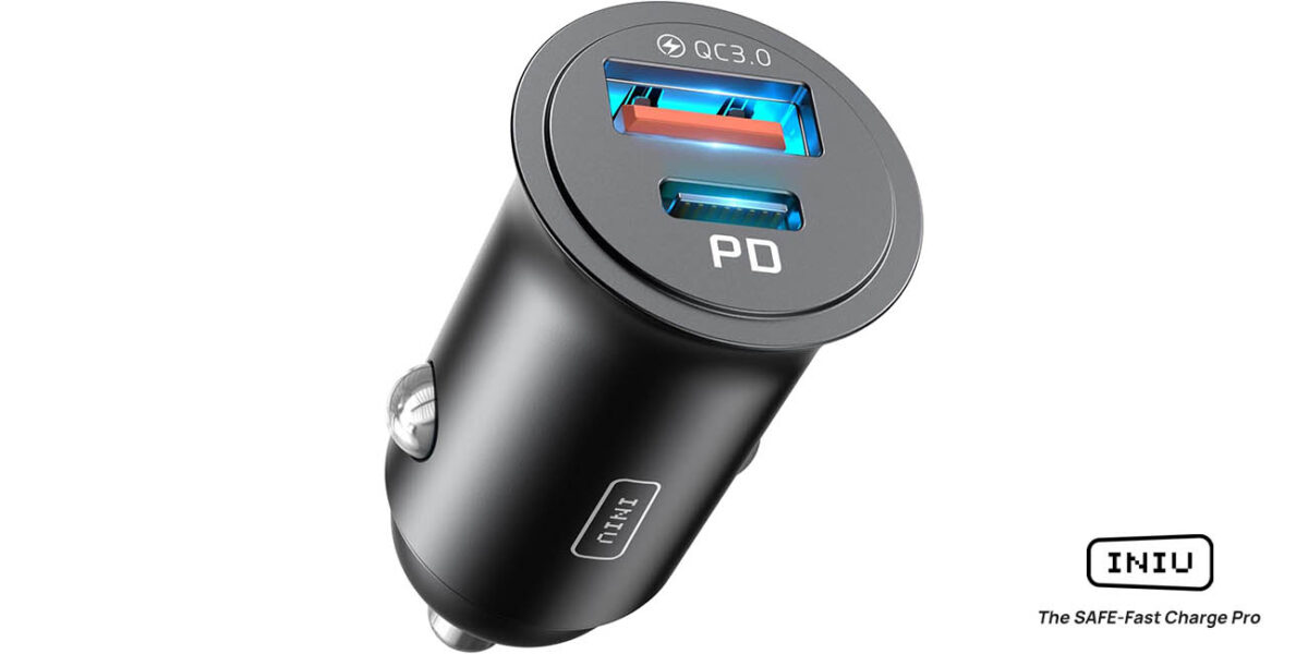 Chollo Cargador de coche INIU USB + USB-C (30 W + 30W) QC 3.0 por sólo 8,99€ (-40%)