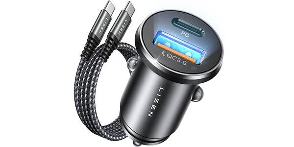 Cargador de coche LISEN USB + USB-C de 12V