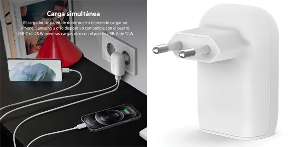 Cargador doble Belkin BOOSTCHARGE de 37W