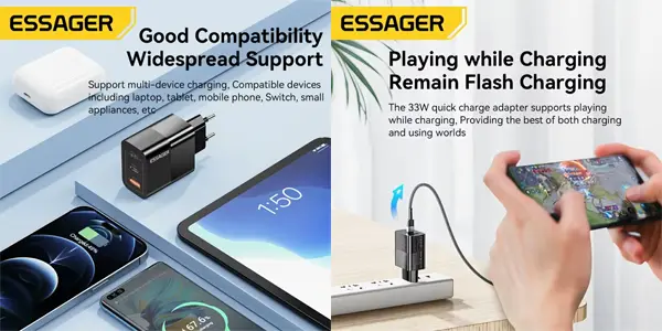Cargador de pared Essager de 33W