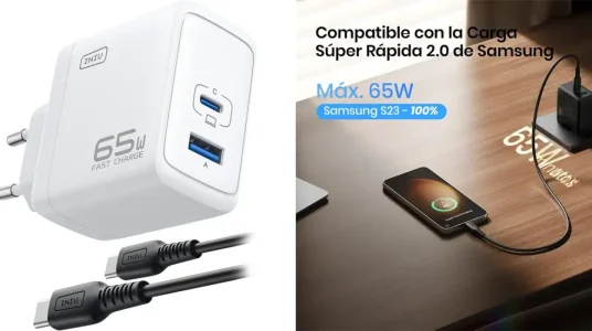 Cargador INIU de 65W con USB-C y USB