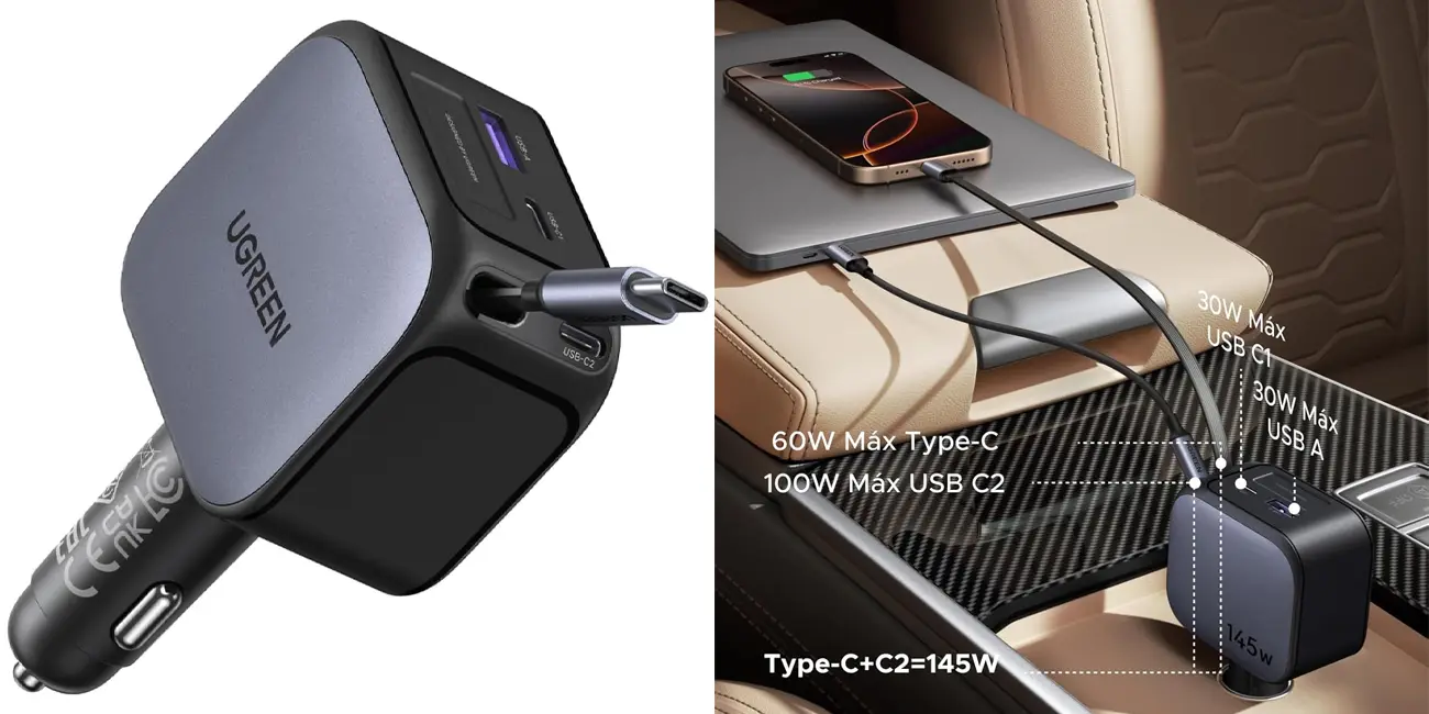 Cargador de coche múltiple UGREEN de 145W