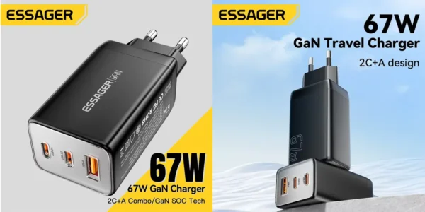 Cargador de pared Essager de 67W con 2x USB + USB