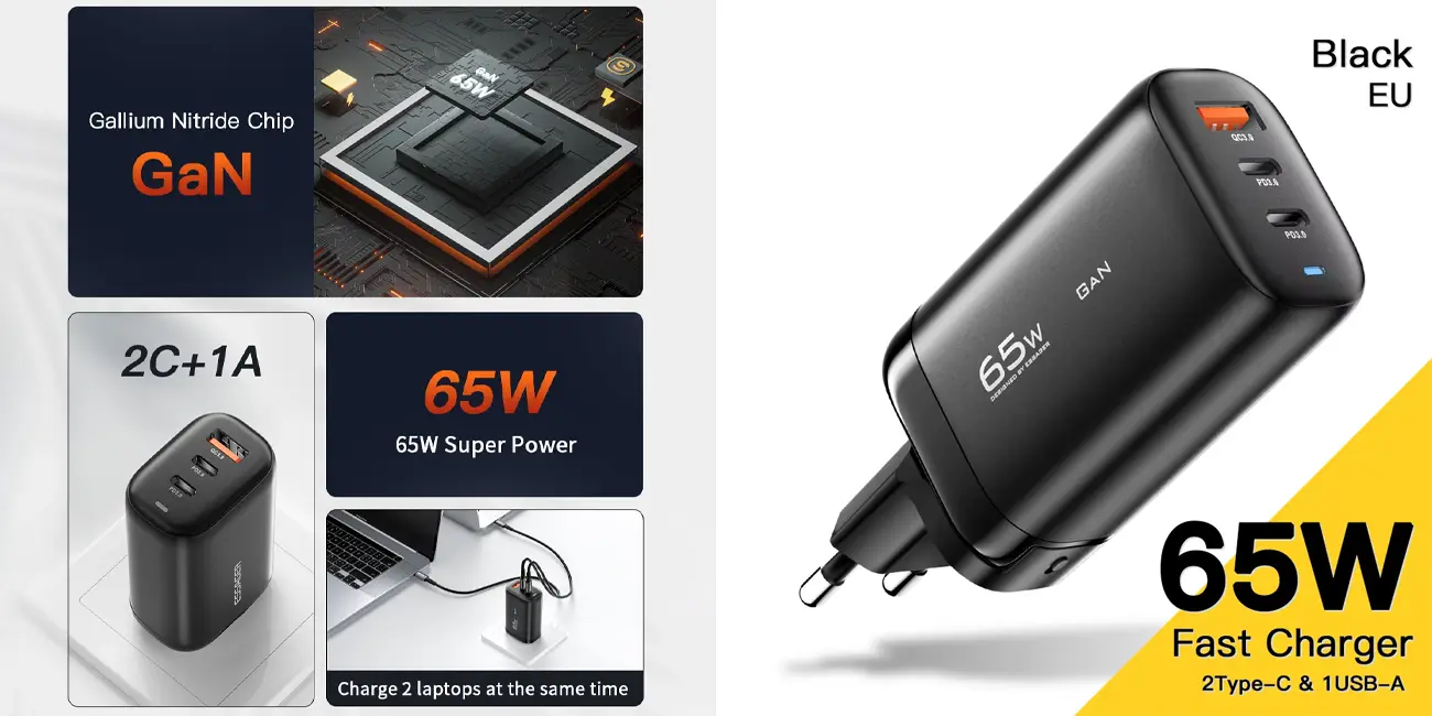 Cargador múltiple Essager GaN de 65W