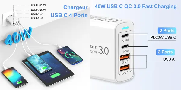 Cargador múltiple Nipow de 40W