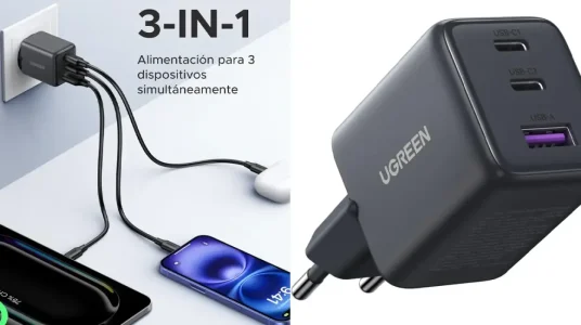 Cargador UGREEN de 30W con USB + 2x USB-C