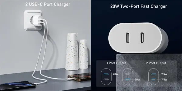 Cargador múltiple USB-C ANVSI con 2 puertos