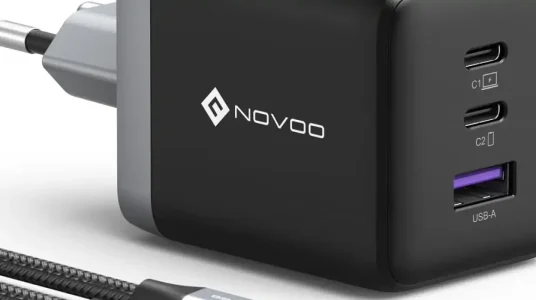 Chollo cargador novoo usb c 100 w pd, gan 3 puertos rápidos con cable