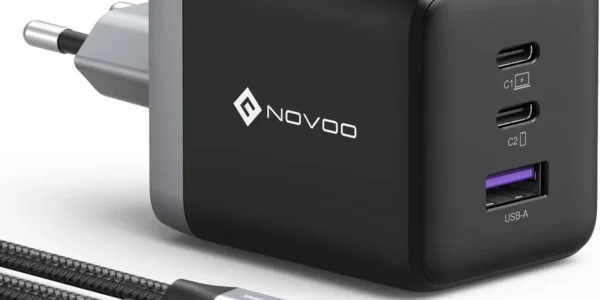 Chollo cargador novoo usb c 100 w pd, gan 3 puertos rápidos con cable