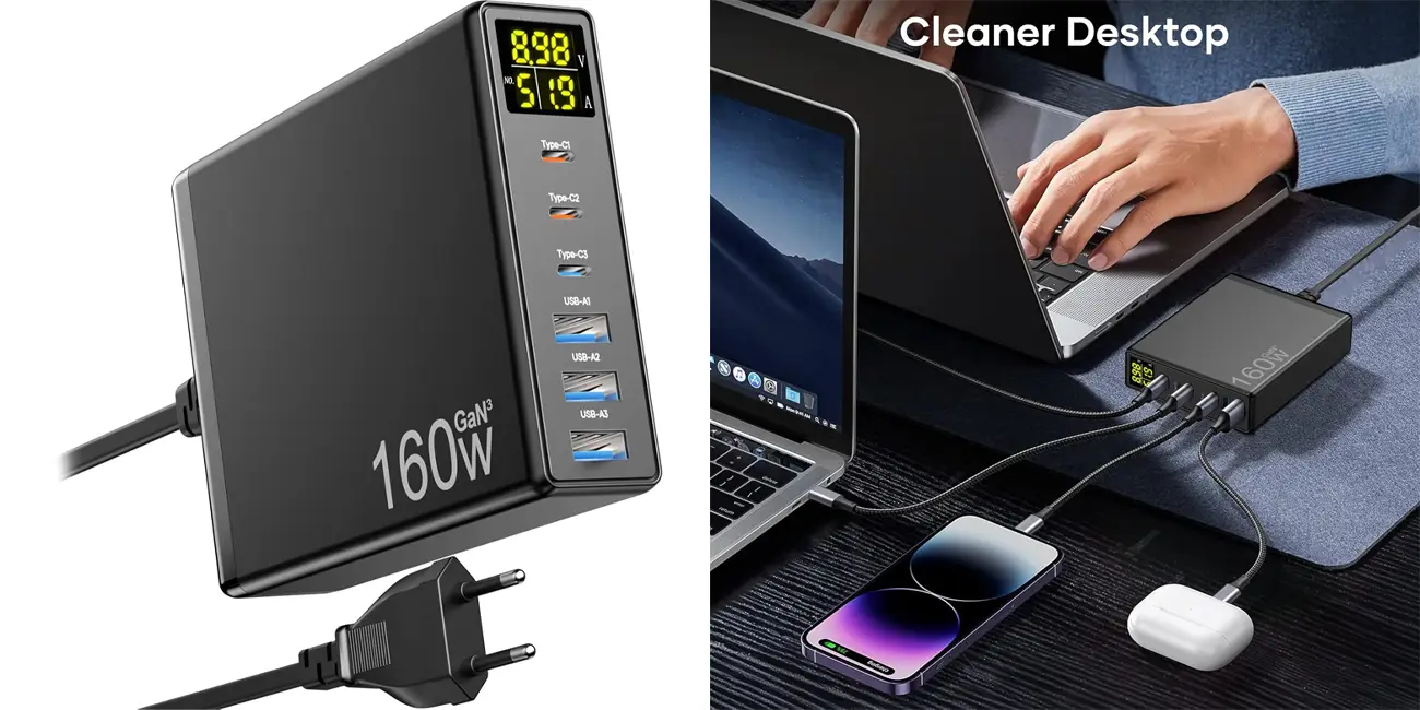 Cargador Ganquick GaN3 de 160W PD 3.0