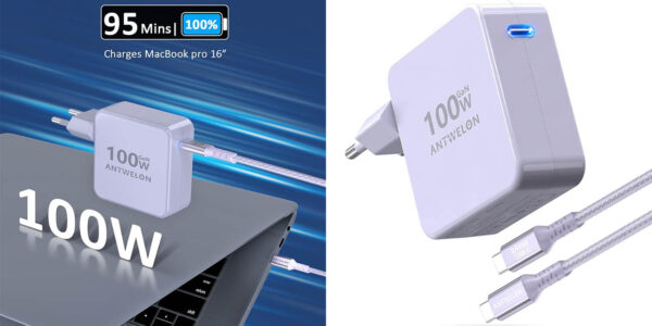 Cargador USB-C ANTWELON de 100W con cable USB-C