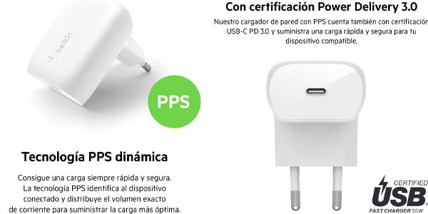 Cargador Belkin USB-C BoostCharge de 30W 