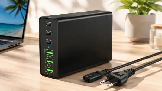 Cargador GaN USB-C de 96 W con 6 puertos para cargar varios dispositivos