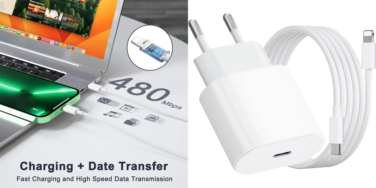 Cargador rápido USB-C de 20 W con cable Lightning