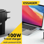 Cargador USB Essager de 100W con 2x USB + 2x USB-C