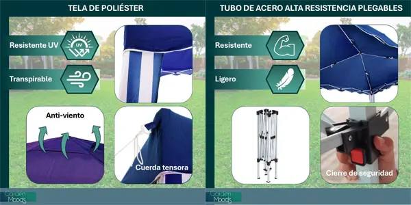 Carpa cenador LOLAhome Gazebo plegable de 3 x 3m