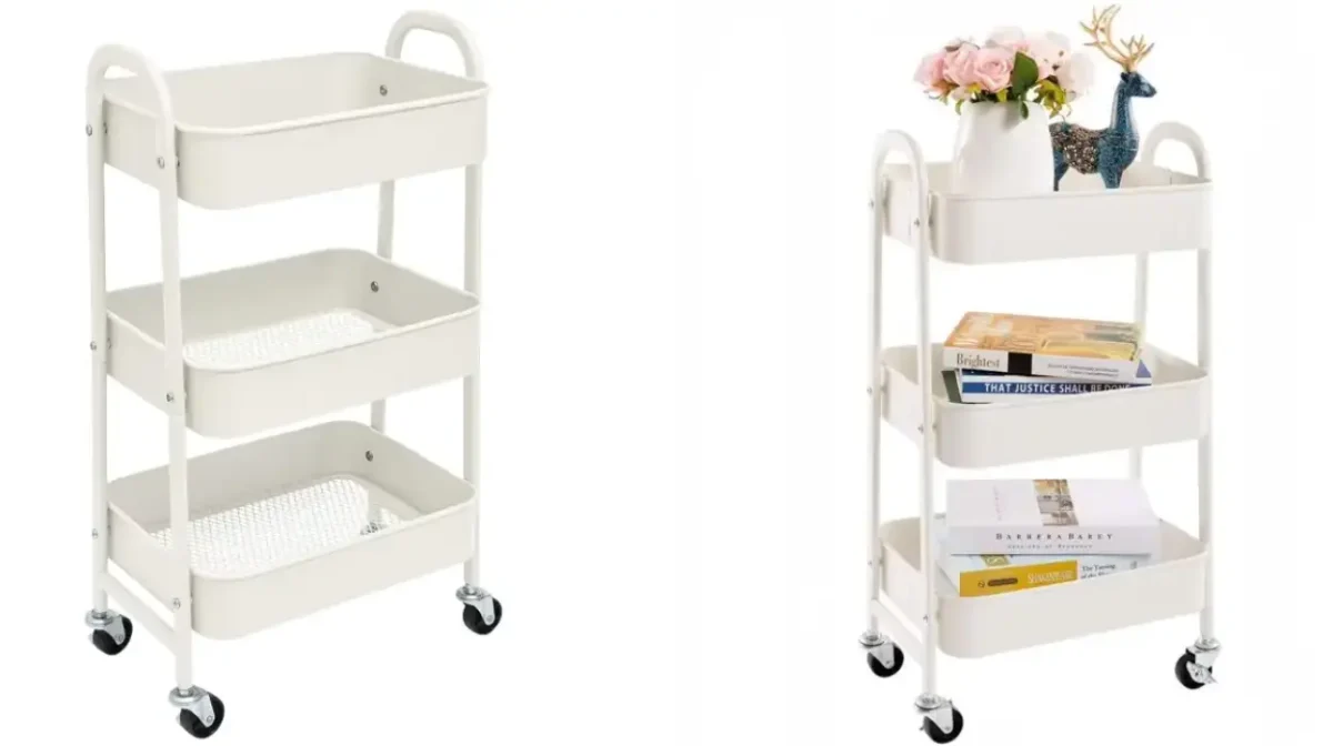 Carrito de almacenamiento con ruedas en color blanco