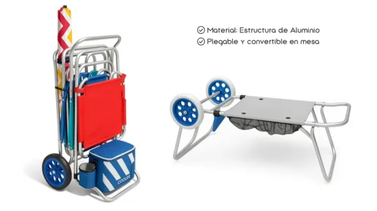 carro de playa convertible en mesita barato