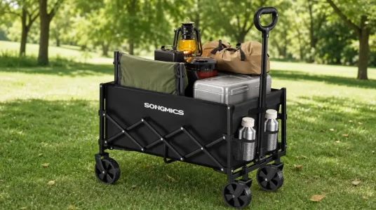 Carro de jardín Songmics plegable de 90 L y hasta 120 kg de carga