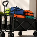 Carro plegable de 120 litros con ruedas grandes para playa y camping