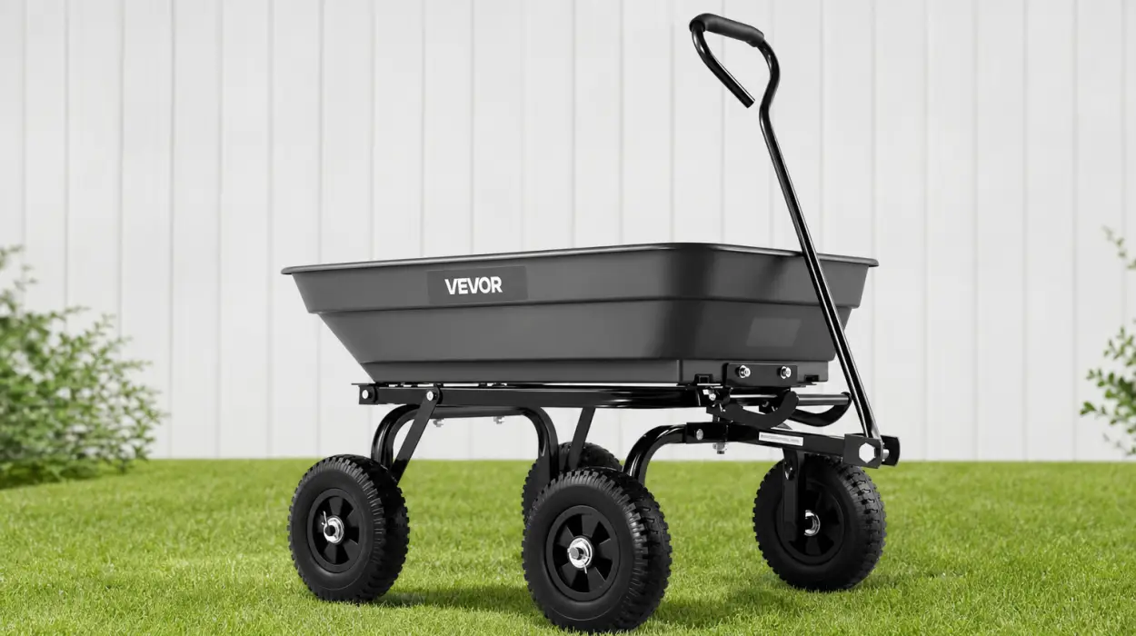 Carro de jardín Vevor basculante con hasta 181 kg de carga