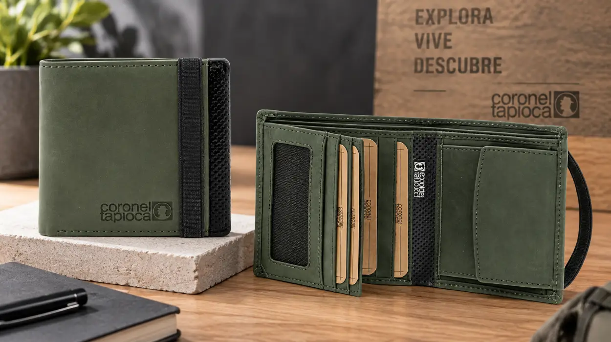 Cartera Coronel Tapioca de piel con monedero para hombre