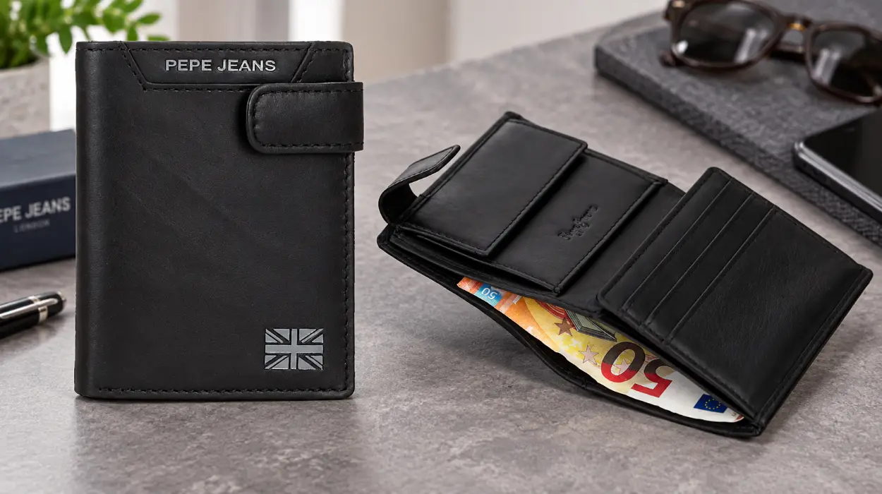 Cartera Pepe Jeans Indiana vertical con cierre de clic y protección RFID