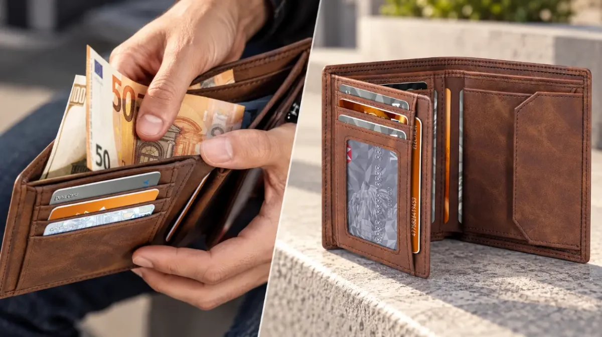 Cartera TEEHON de cuero con bloqueo RFID y 12 tarjeteros para hombre