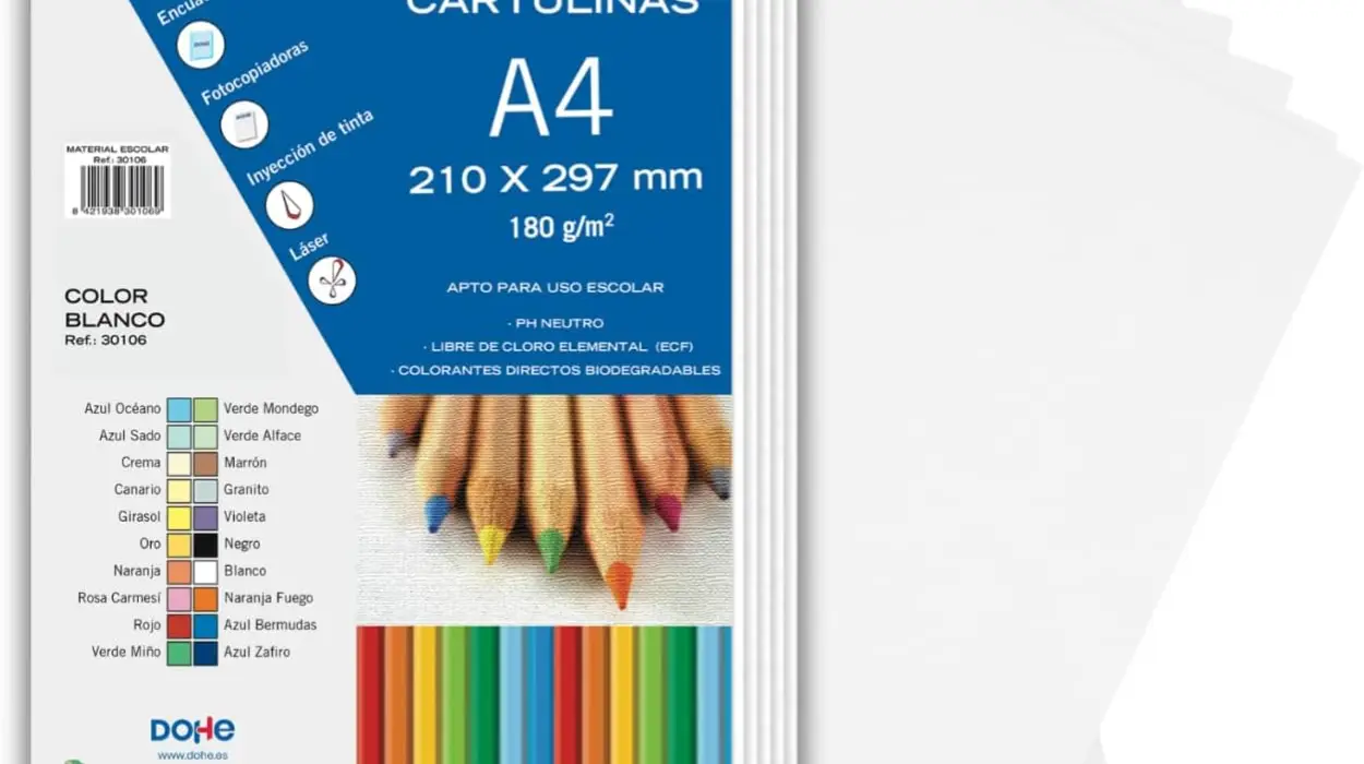Cartulinas A4 blancas Dohe para manualidades e impresión, 50 unidades y 180 g/m²