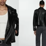 cazadora biker Mango Outlet efecto piel