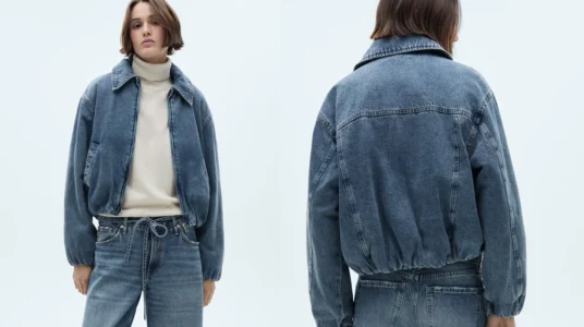 cazadora vaquera con bolsillos Mango Outlet para mujer