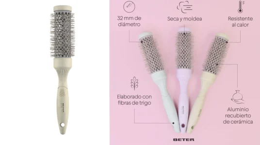 cepillo redondo de cerámica Beter con fibras de trigo natural barato