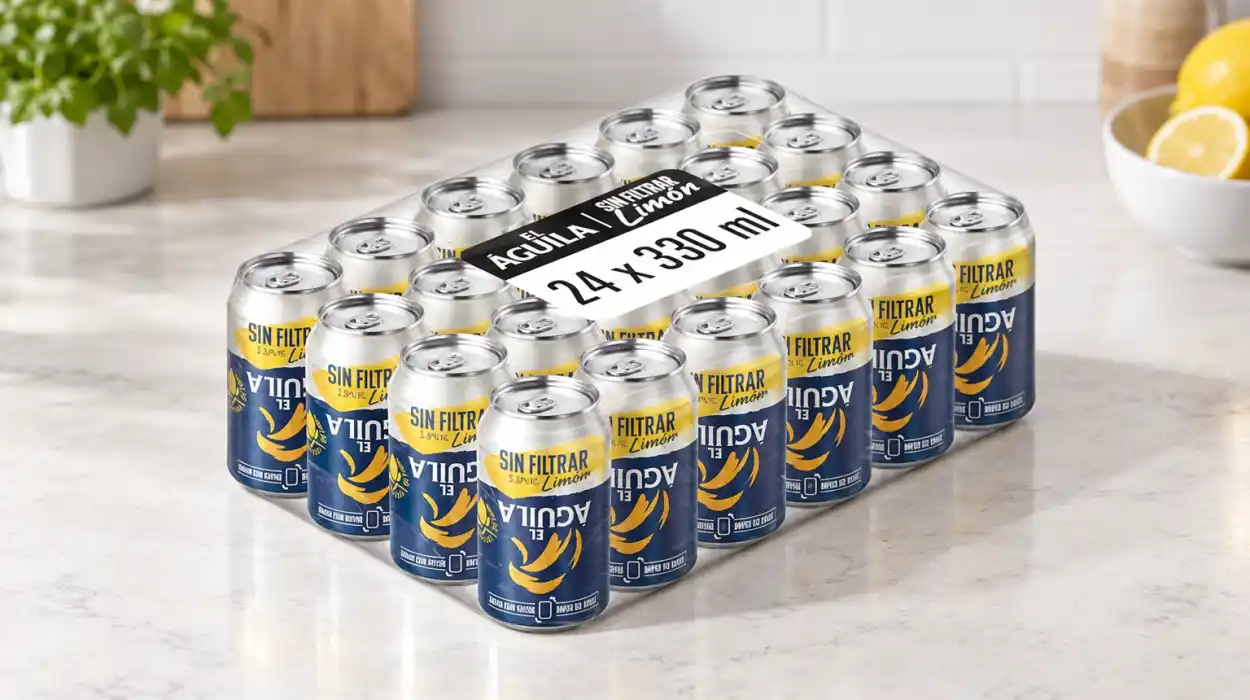 Pack x24 latas de cerveza El Águila Sin Filtrar Limón de 33 cl