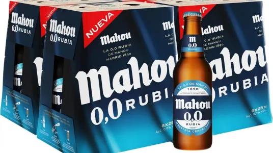 Cerveza sin alcohol Mahou 0,0 Rubia: pack 24 botellas de 25 cl