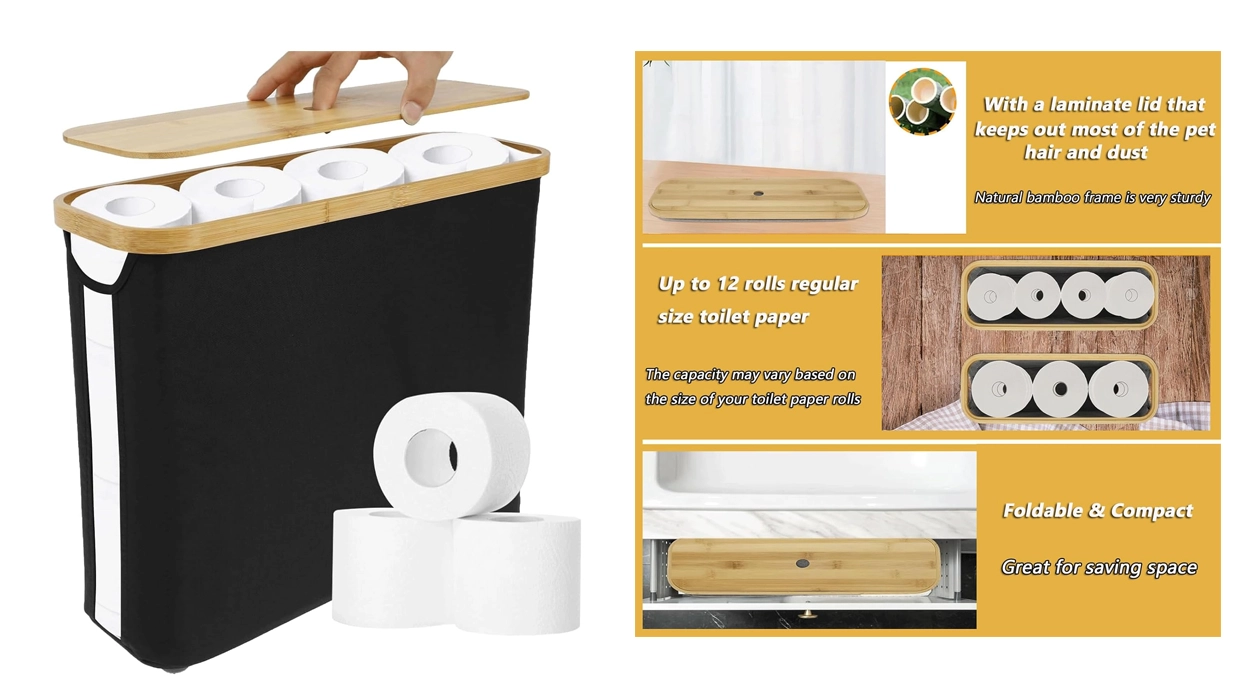 cesta de almacenamiento para papel higiénico con tapa barata