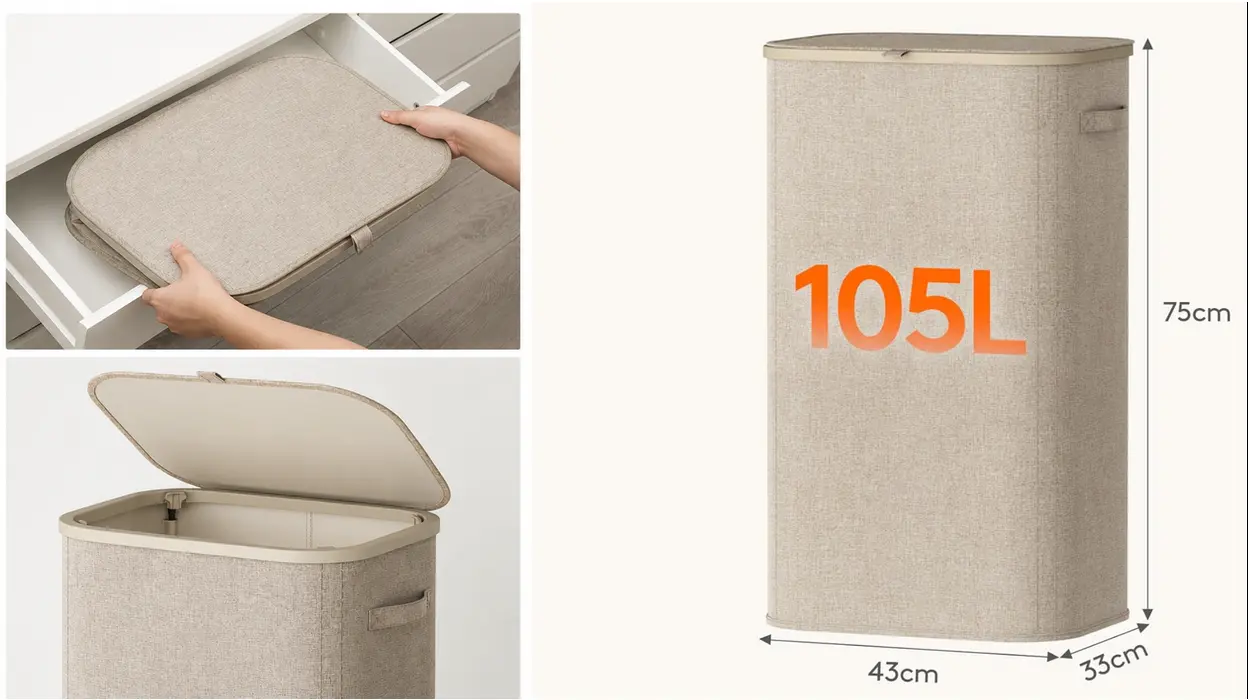 Chollo cesto para la ropa sucia lifewit plegable con tapa
